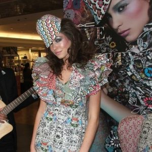 Besties promo model poses at experiential marketing brand event for MAC Cosmetics
